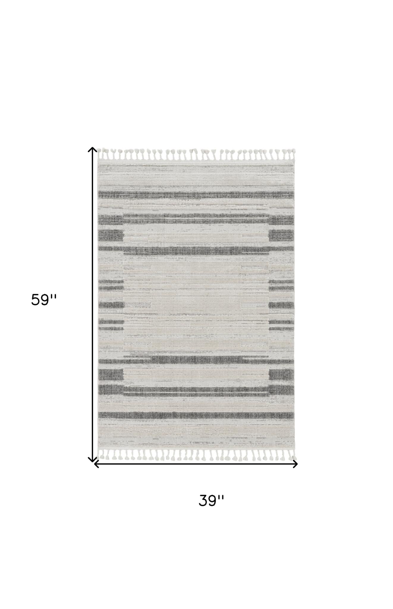 3' X 5' Ivory Abstract Area Rug