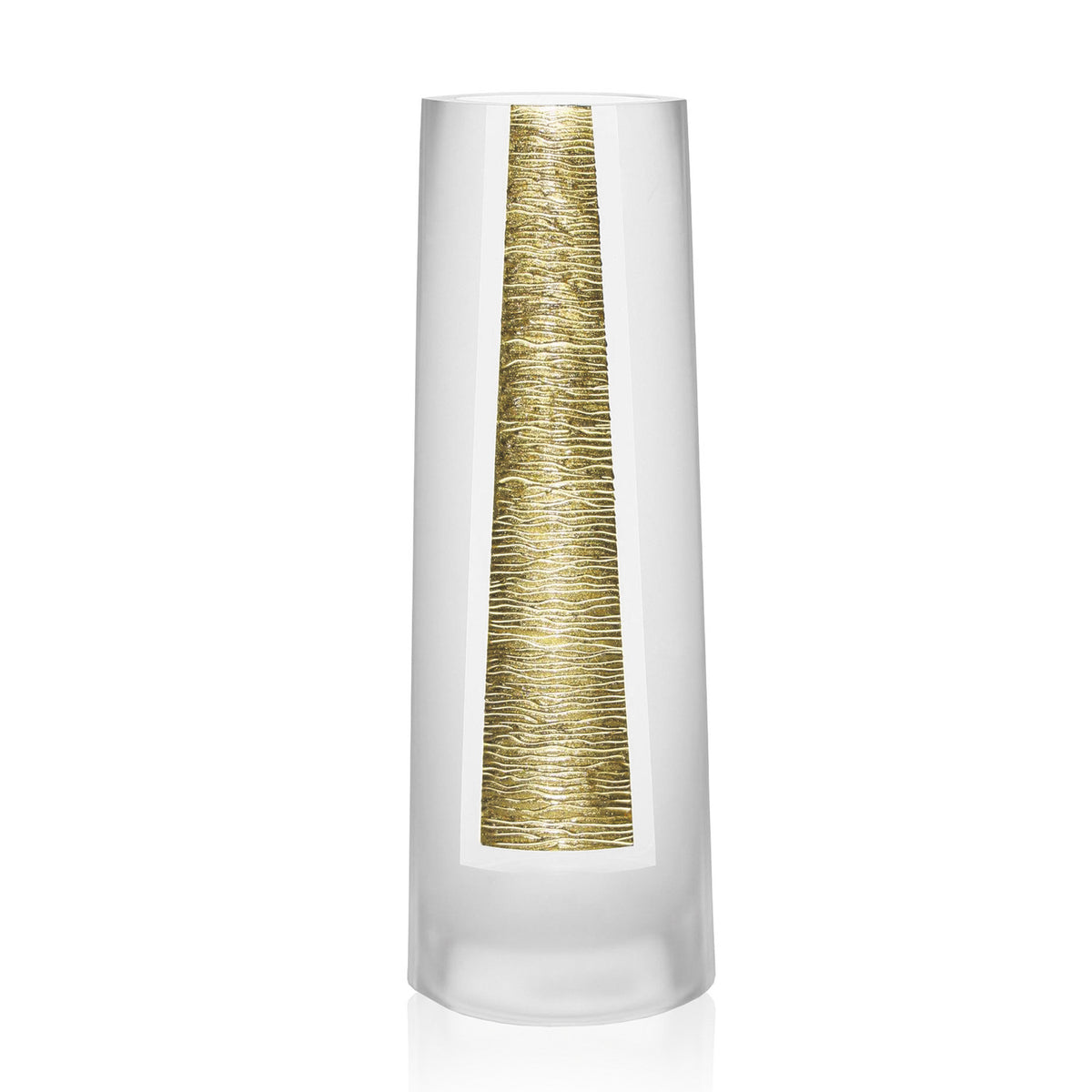 11" Clear And Gold Cylinder Lead Free Crystal Table Vase