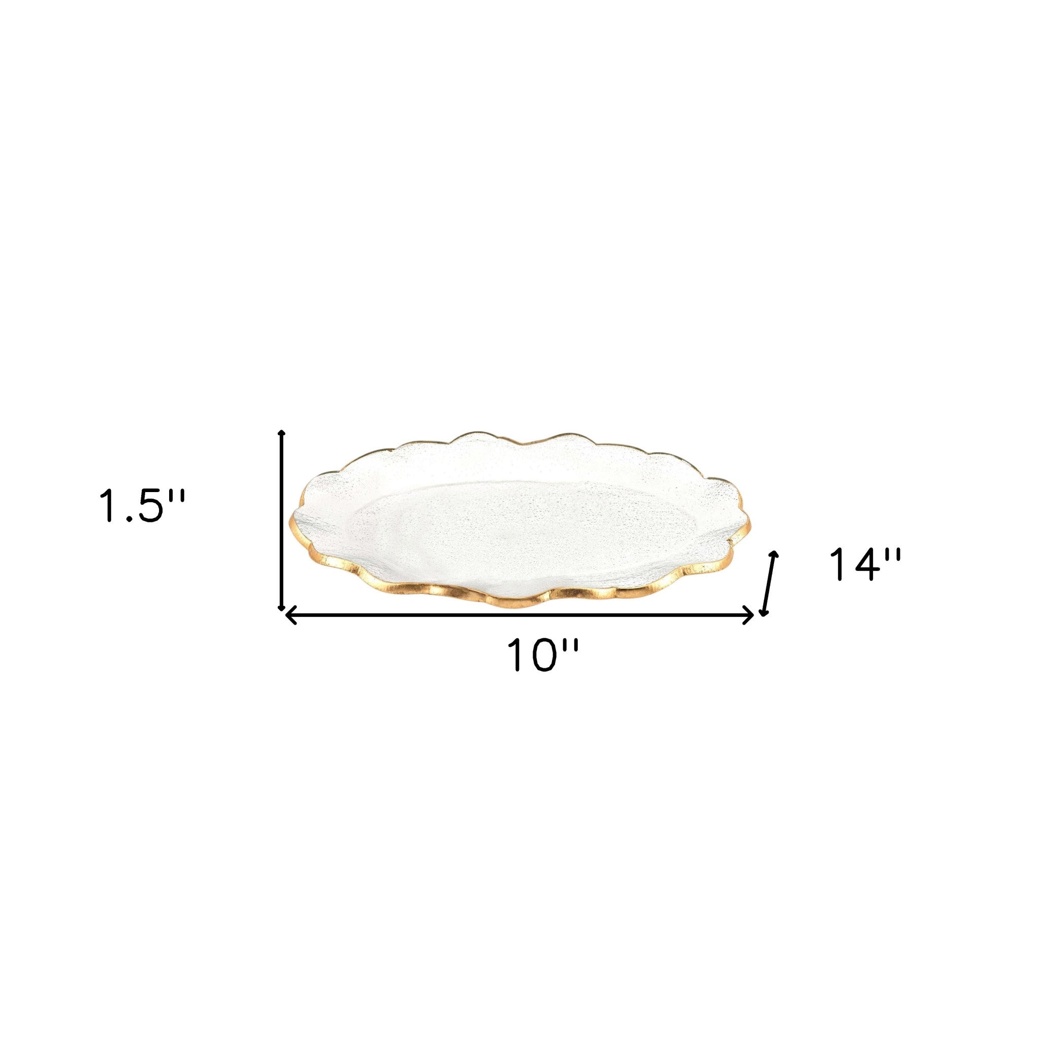 10" Clear And Gold Glass Platter