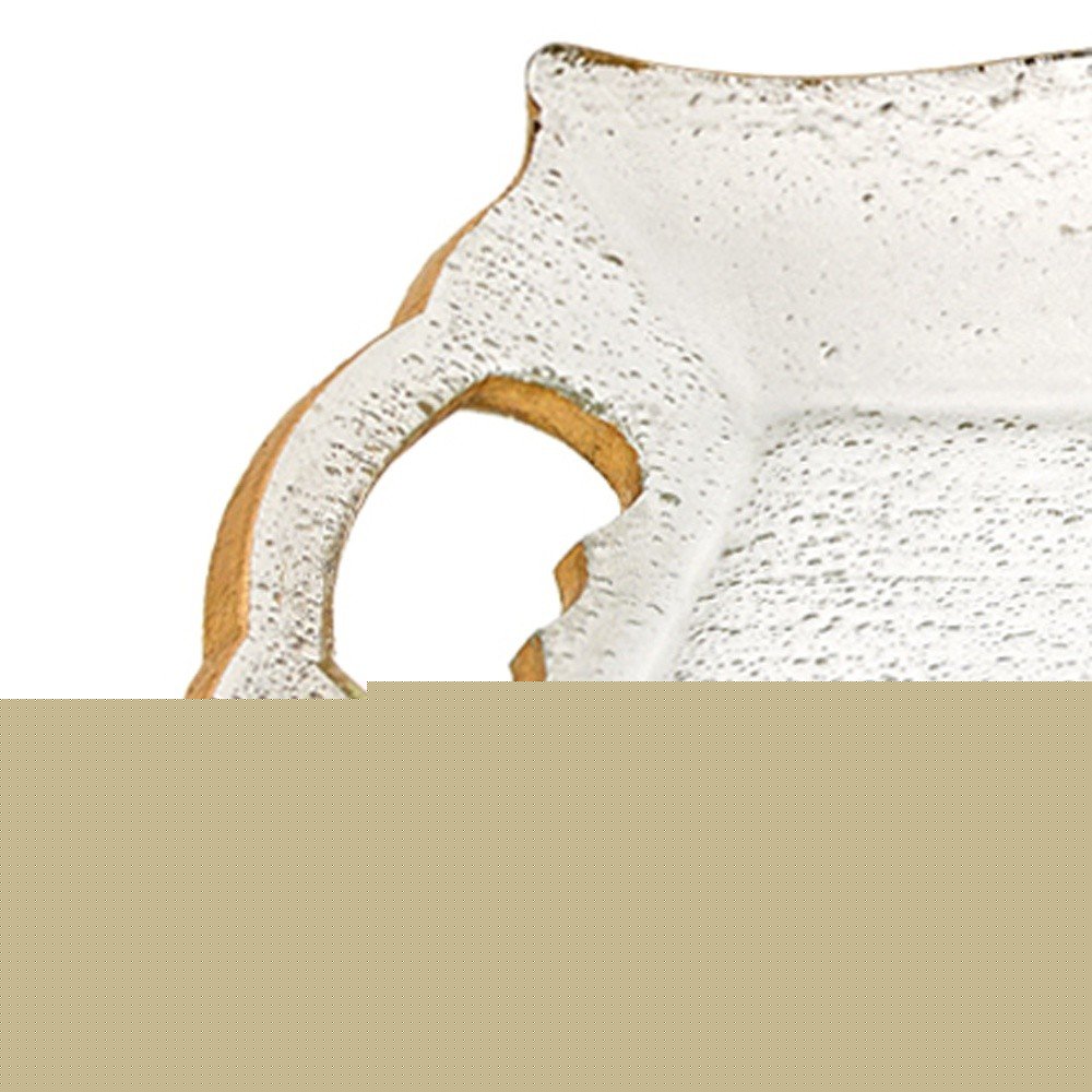 20" Clear And Gold Seeded Glass Serving Tray With Handles