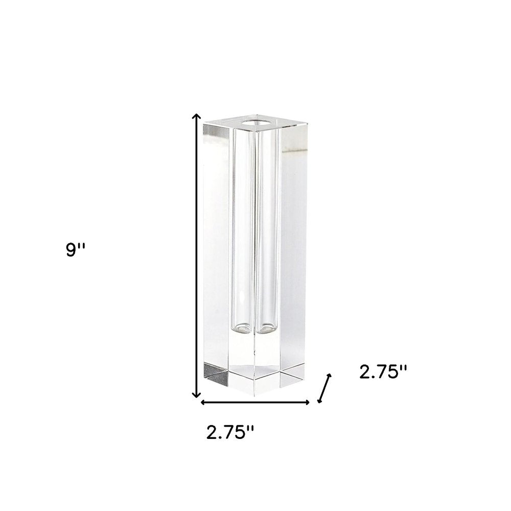 9" Clear Square Lead Free Crystal Table Vase
