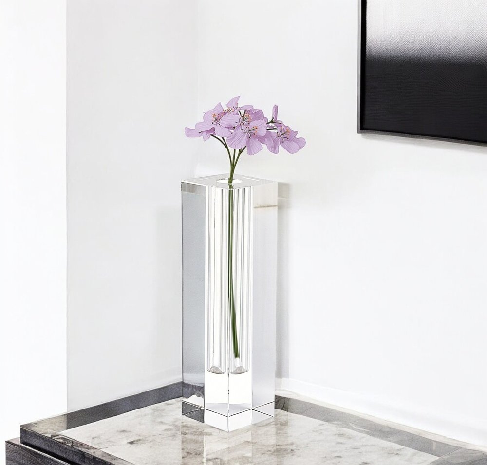 9" Clear Square Lead Free Crystal Table Vase