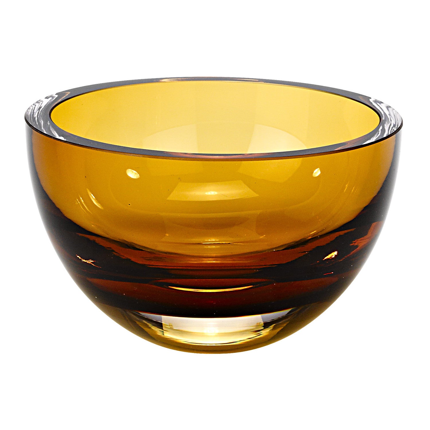 6 Mouth Blown European Made Lead Free Amber Crystal Bowl