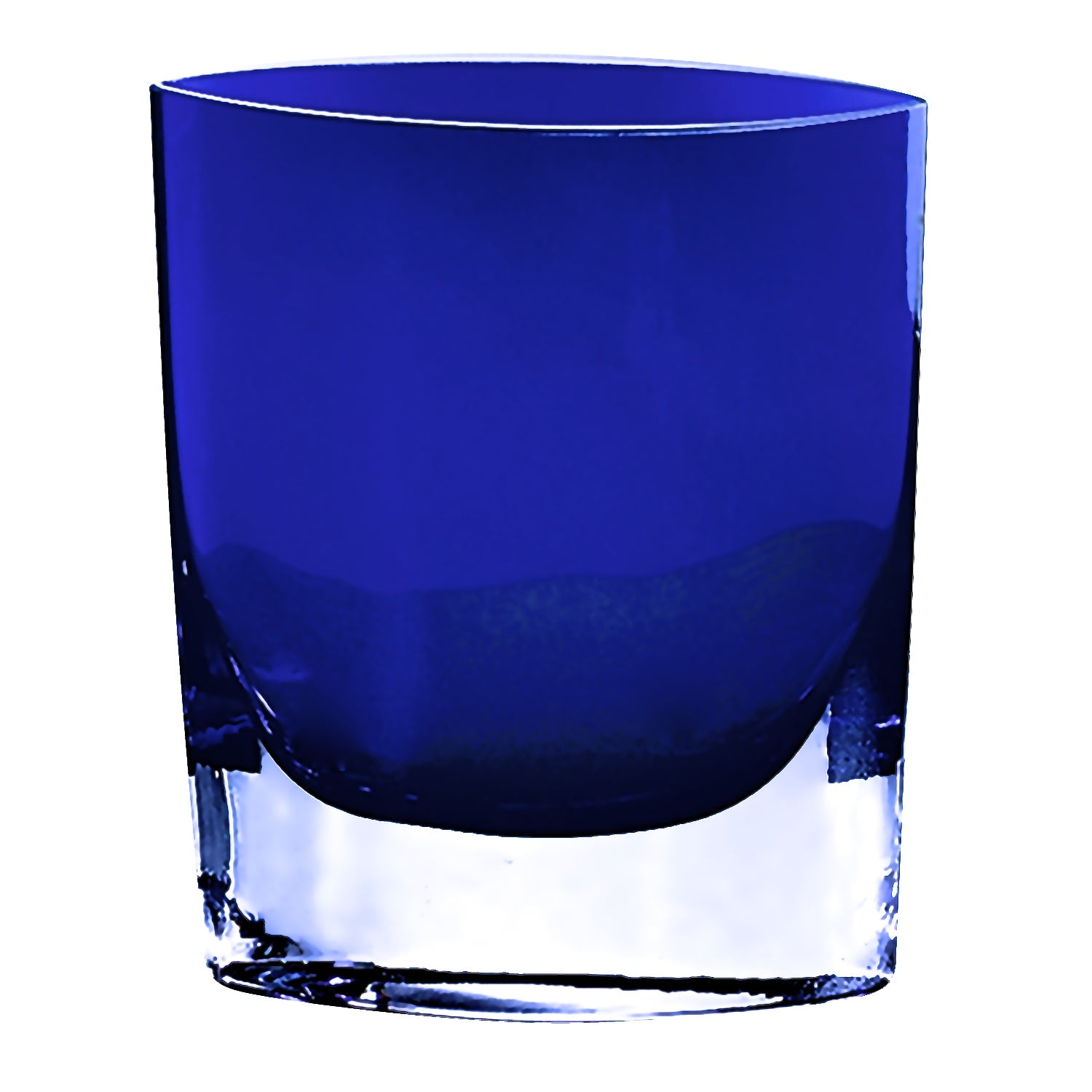8" Cobalt And Clear Oval Lead Free Crystal Table Vase