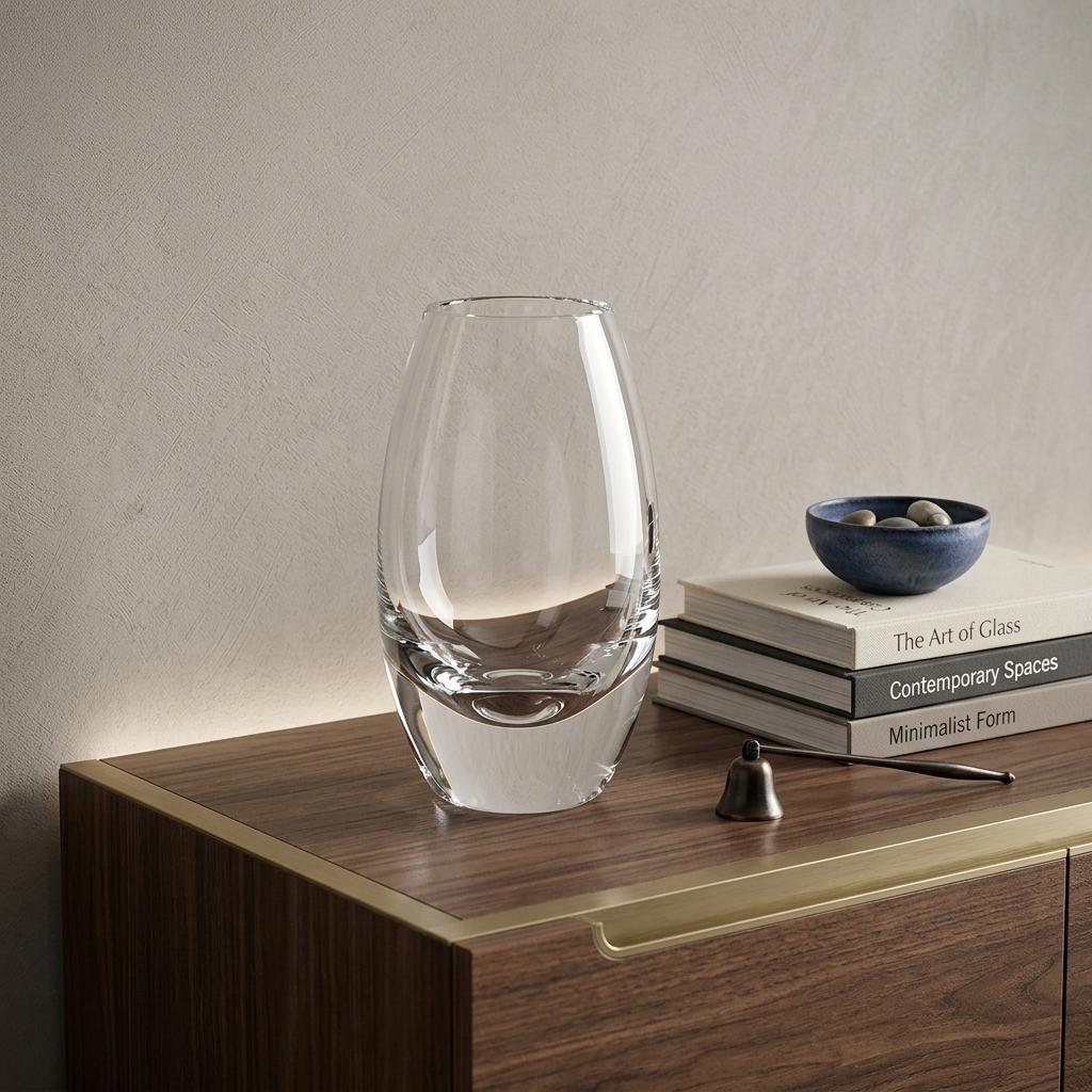 11" Clear Lead Free Crystal Oval Table Vase