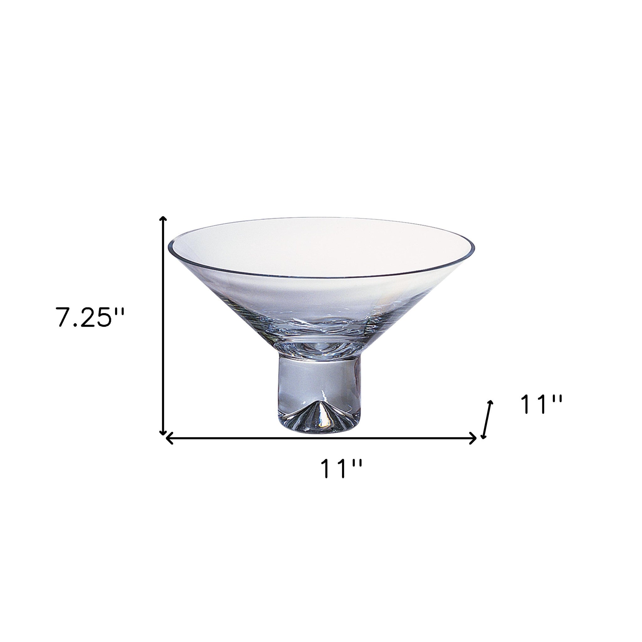 11" Clear Mouth Blown Crystal Round Pedestal Centerpiece Bowl
