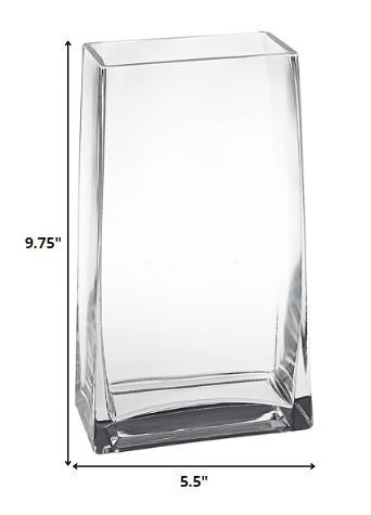 8" Crystal Glass Clear Rectangle Table Vase