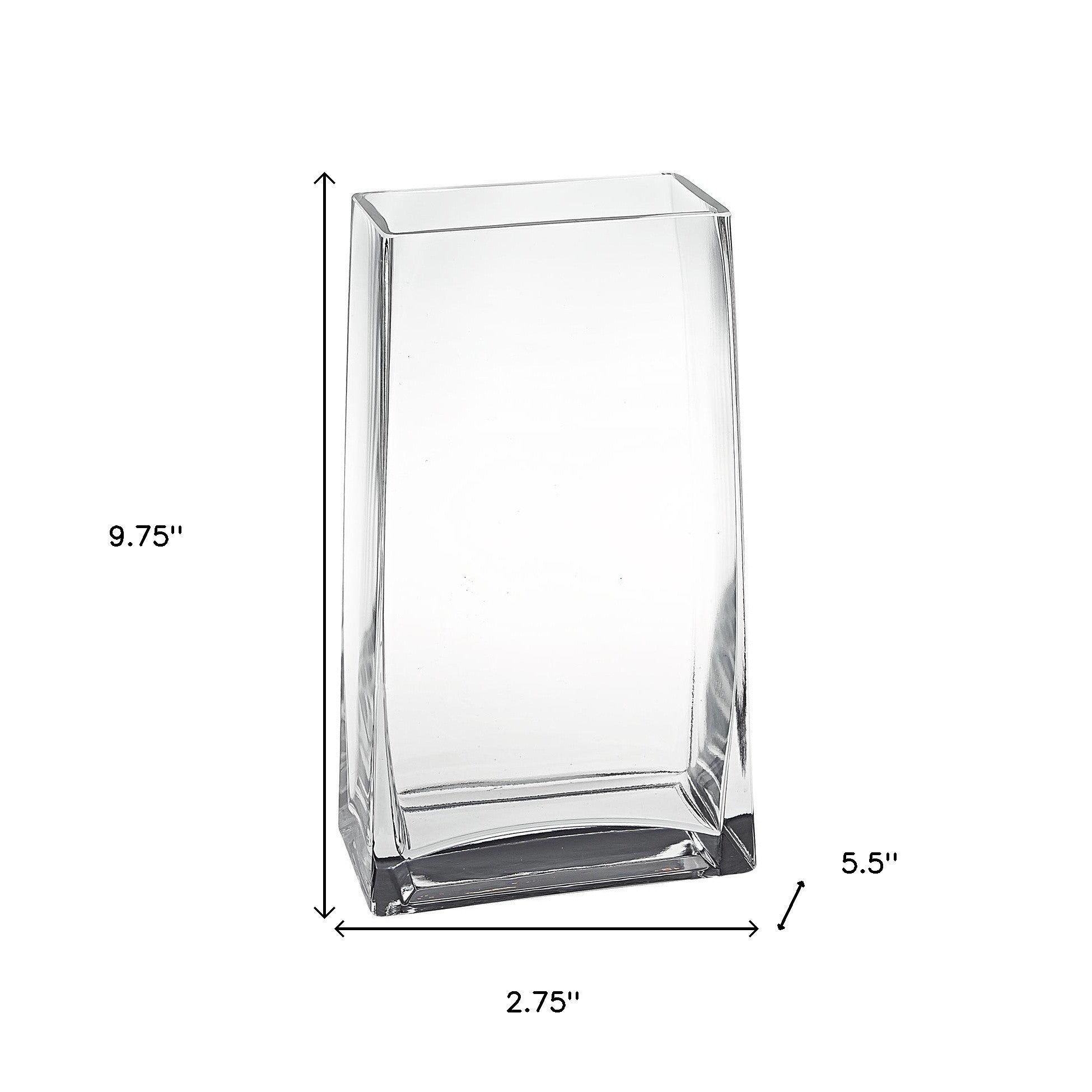10" Clear Crystal Glass Rectangular Table Vase