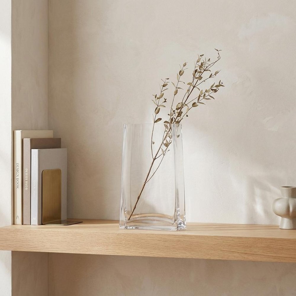 8" Crystal Glass Clear Rectangle Table Vase