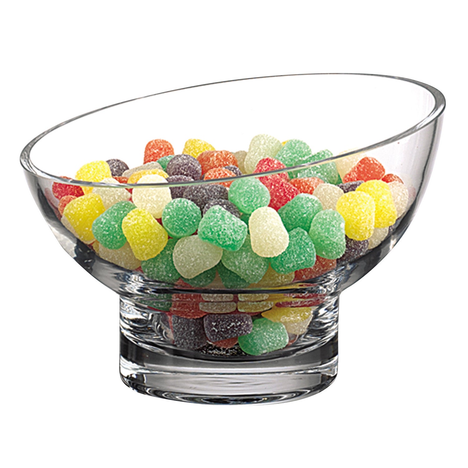 7 Mouth Blown Lead Free Slant Cut Candy Serving Glass Bowl