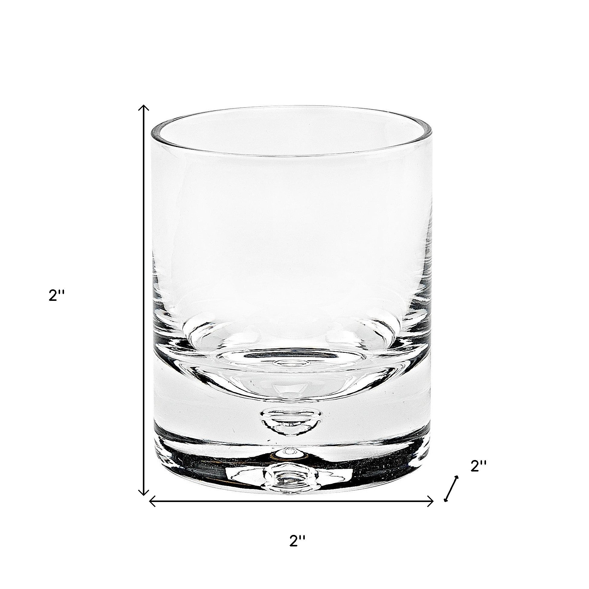 Set of Four Clear Mouth Blown Crystal Old Fashion Glasses