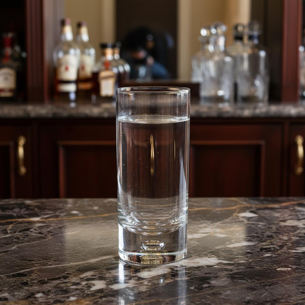 Set of Four Clear Mouth Blown Crystal Highball Glasses