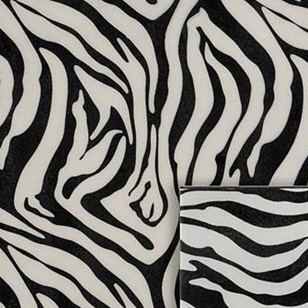 12" Black And White Zebra Iron And Resin Square Hanging Wall Tile