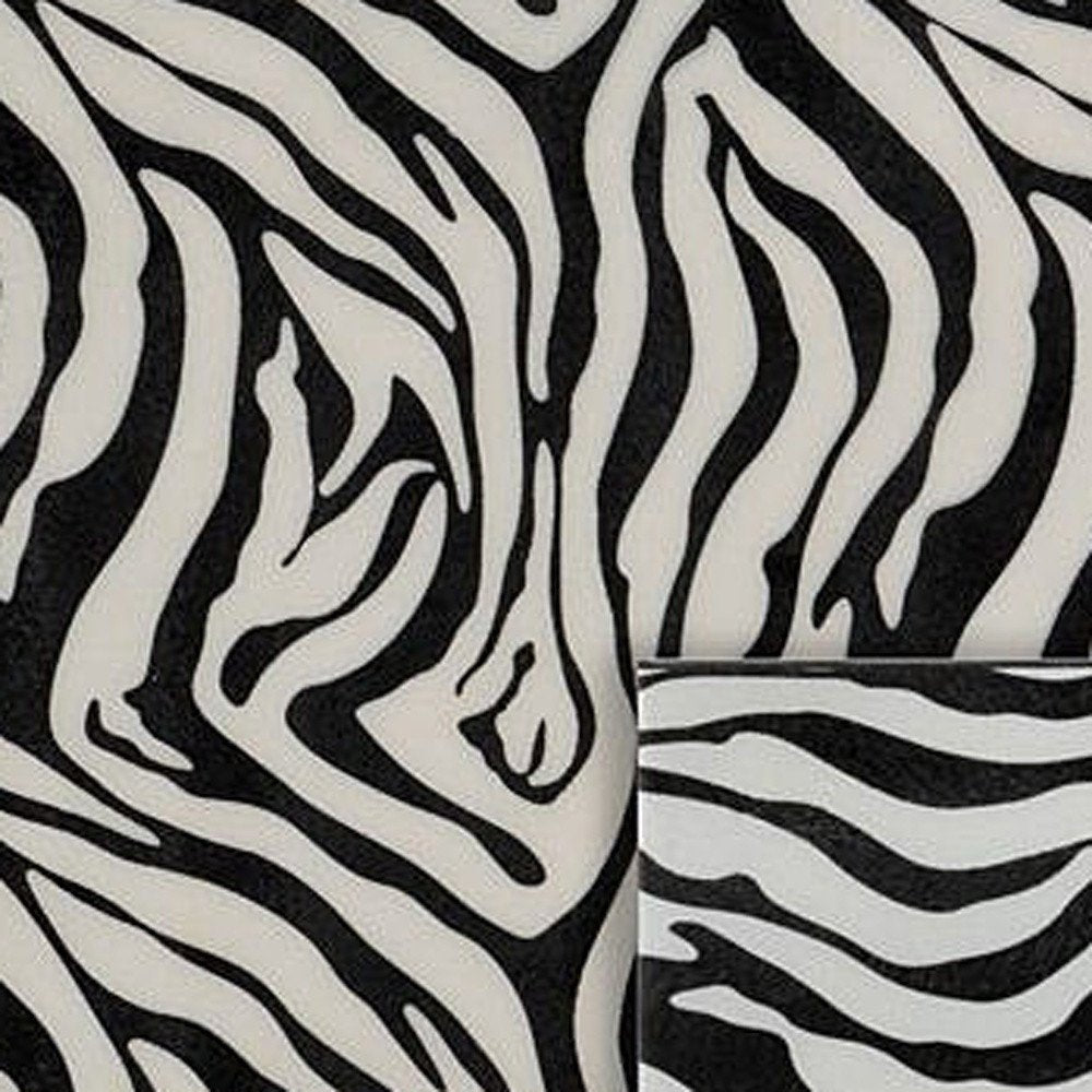 12" Black And White Zebra Iron And Resin Square Hanging Wall Tile