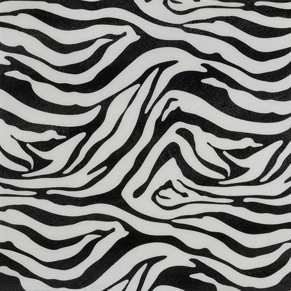 12" Black And White Zebra Iron And Resin Square Hanging Wall Tile