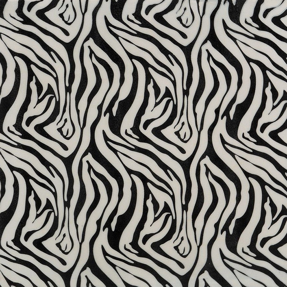 20" Black And White Zebra Iron And Resin Square Hanging Wall Tile