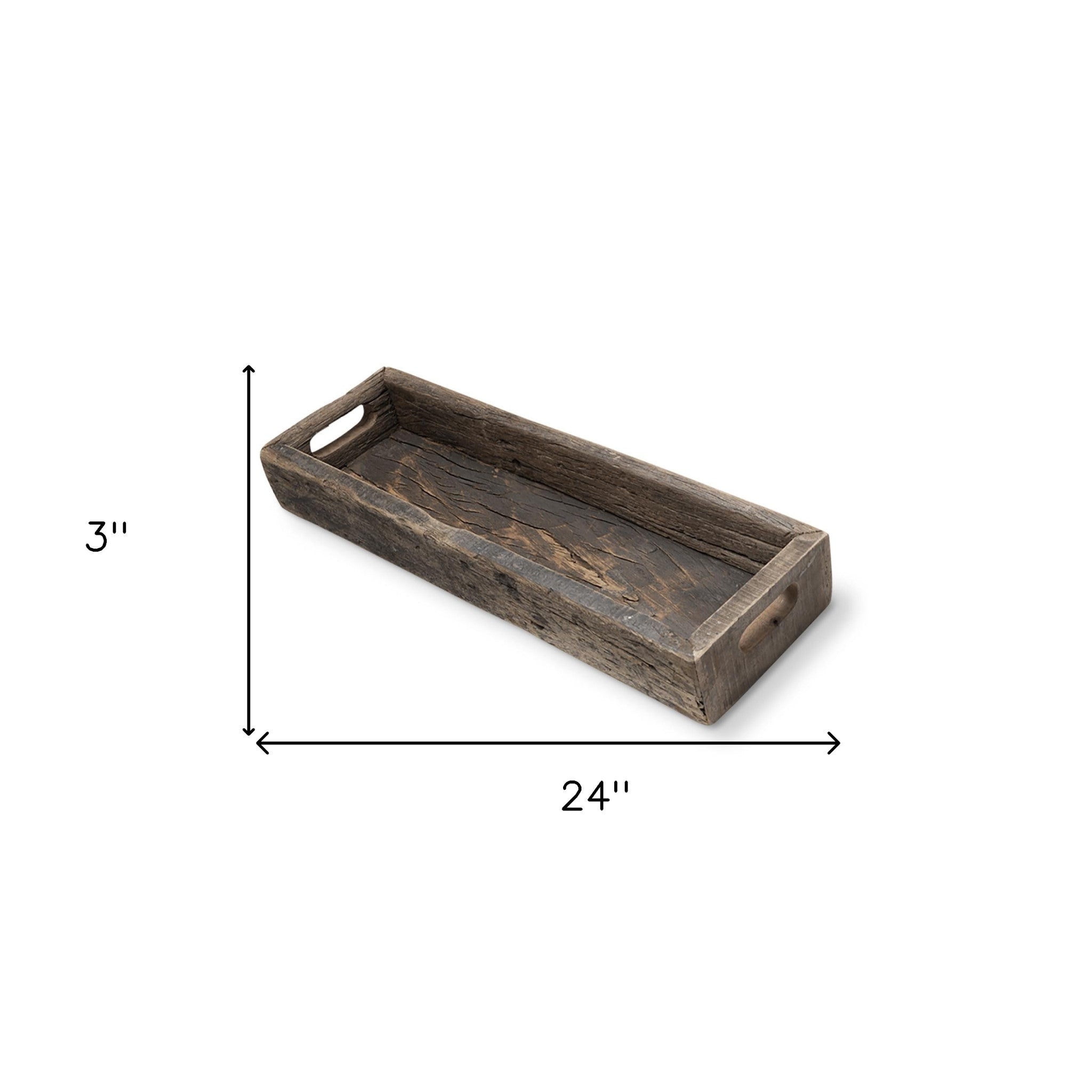 Small Natural Brown Reclaimed Wood With Grains And Knots Highlight Tray