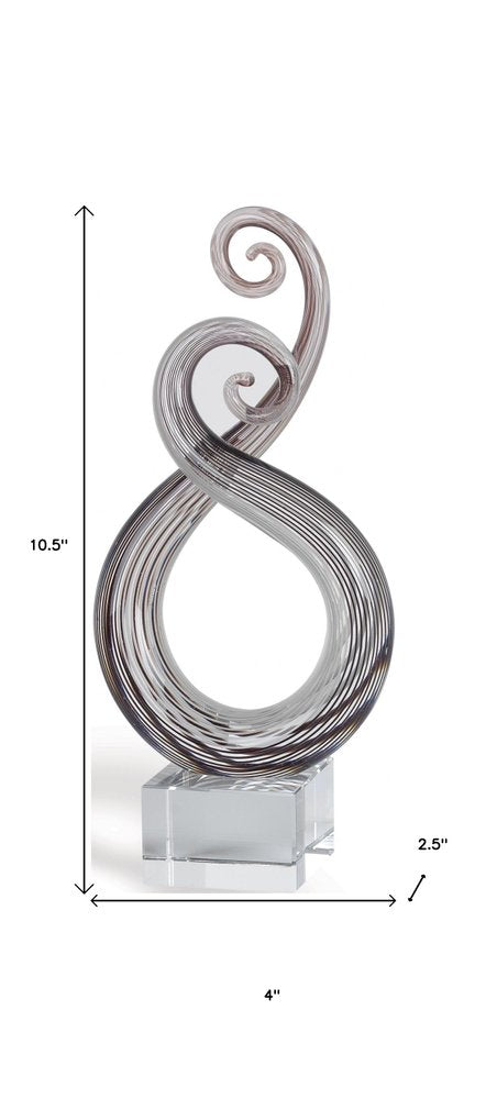 11" Clear and Brown Murano Glass Modern Abstract Tabletop Sculpture