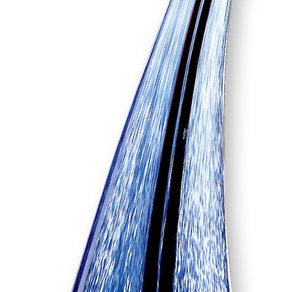 9" Clear and Blue Murano Glass Modern Abstract Tabletop Sculpture