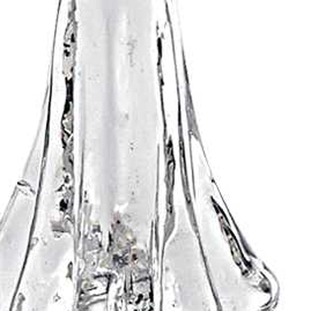 12" Mouth Blown Clear Glass Christmas Tree Sculpture