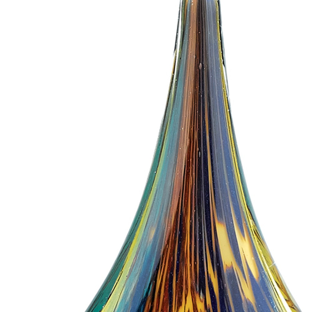 12" Blue and Yellow Murano Glass Modern Abstract Tabletop Sculpture