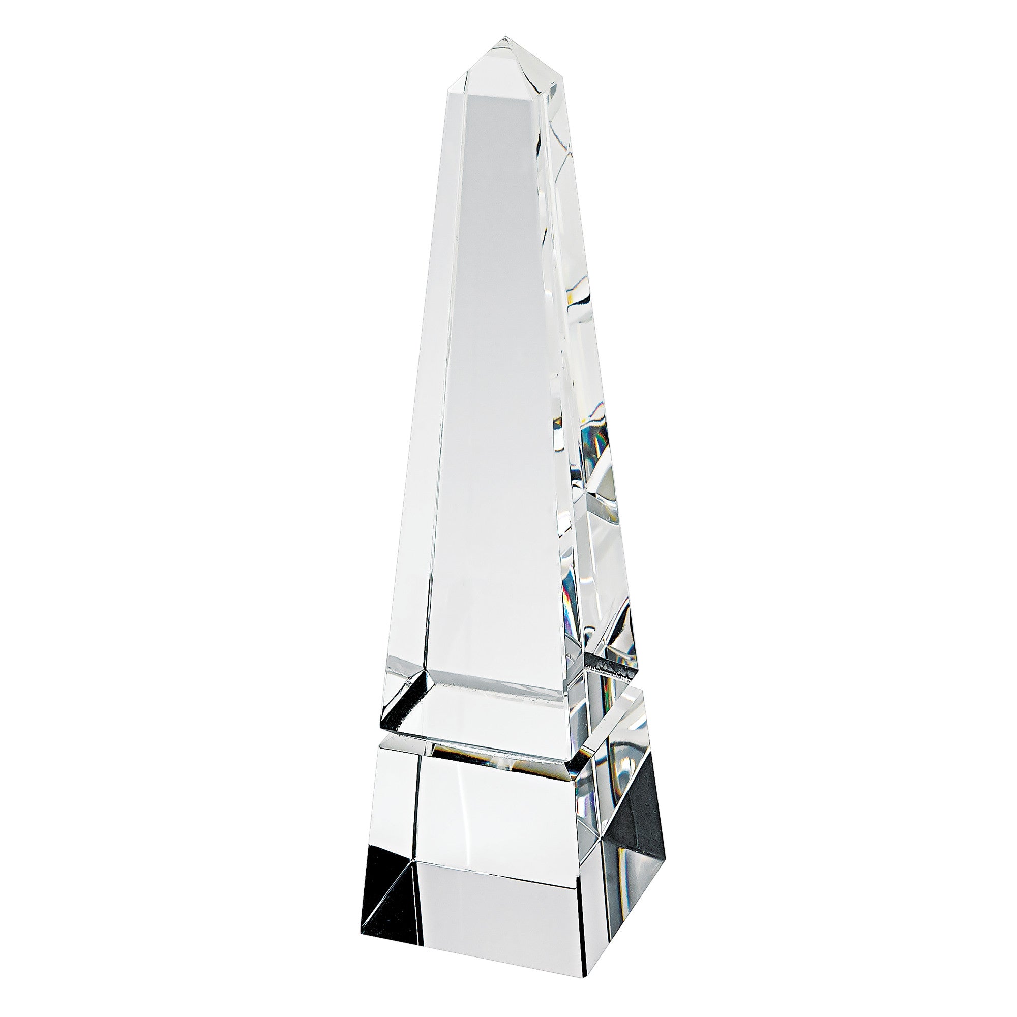11" Clear Crystal Obelisk Statue