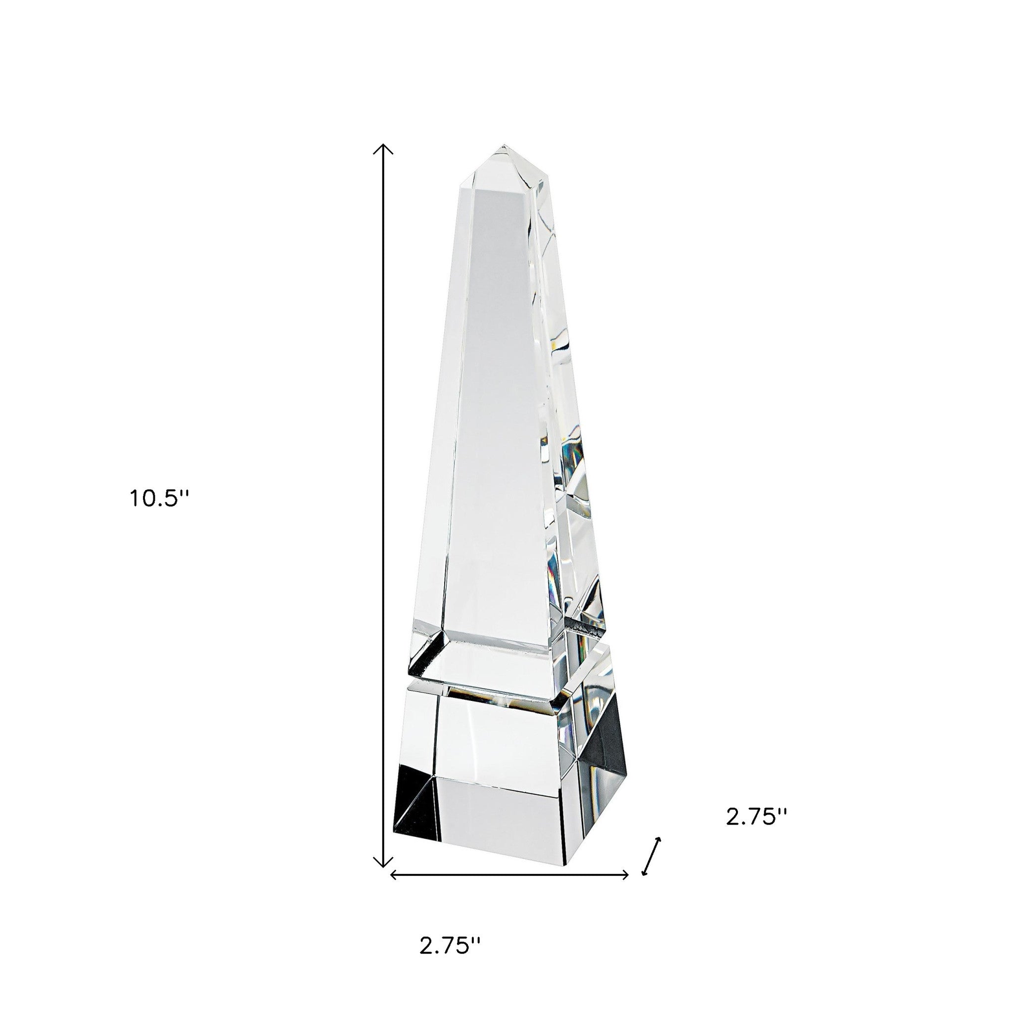 11" Clear Crystal Obelisk Statue