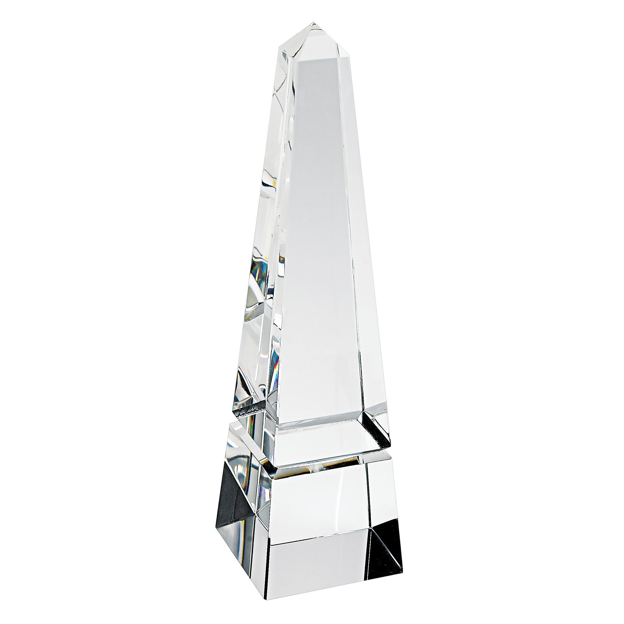 11" Clear Crystal Obelisk Statue