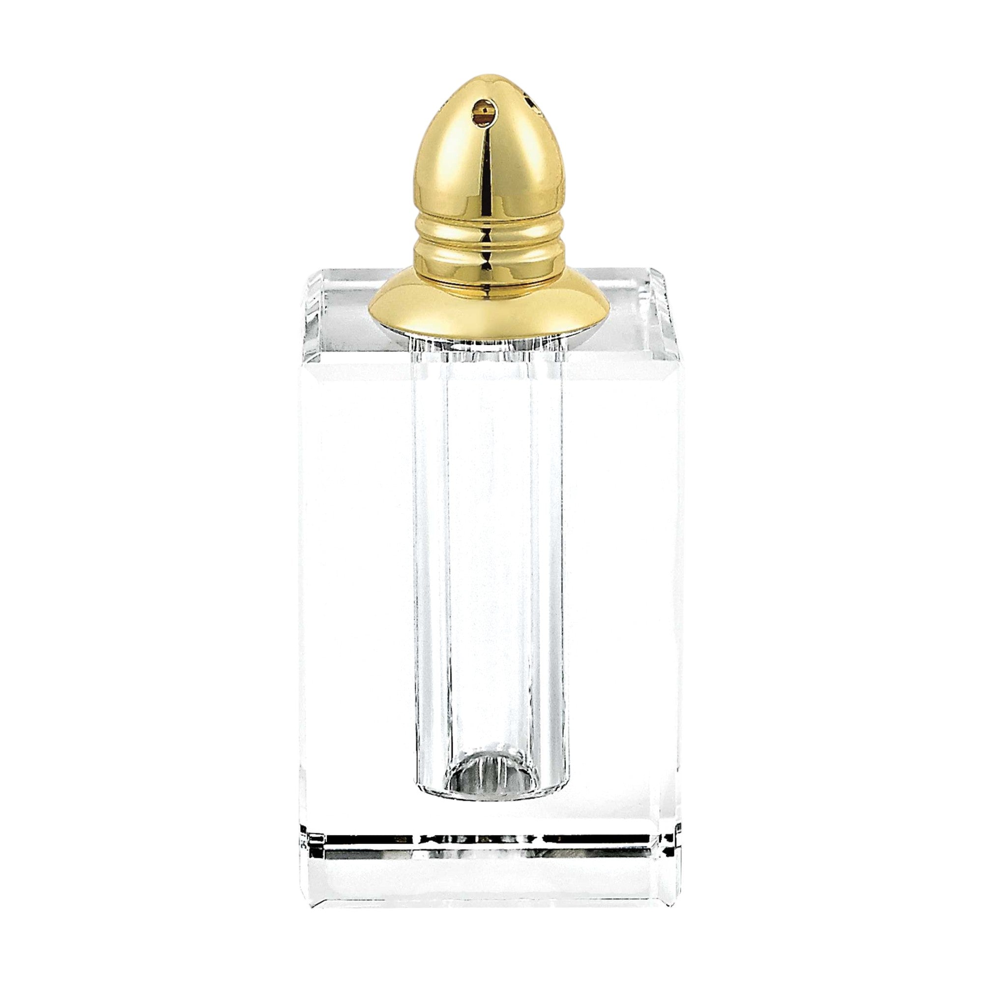 Set of Two Clear And Gold Crystal Pepper Shakers