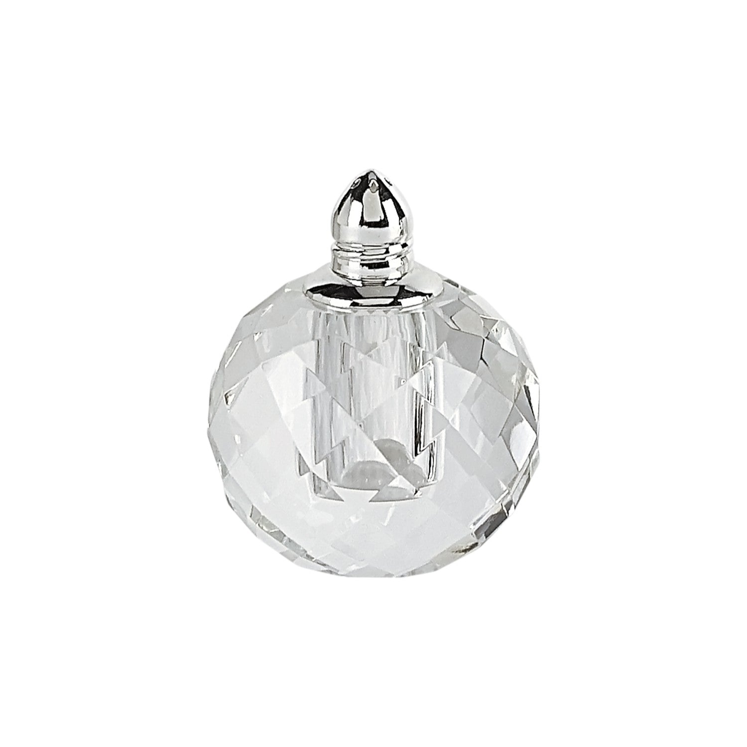 Set of Two Clear And Silver Crystal Geometric Pepper Shakers