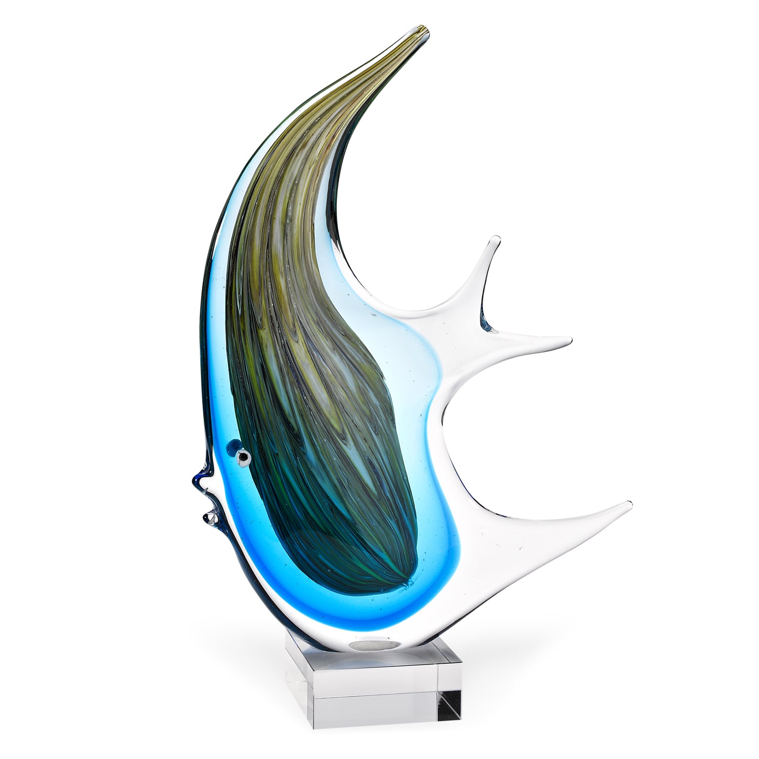 16 Blue Giant Angel Fish Art Glass