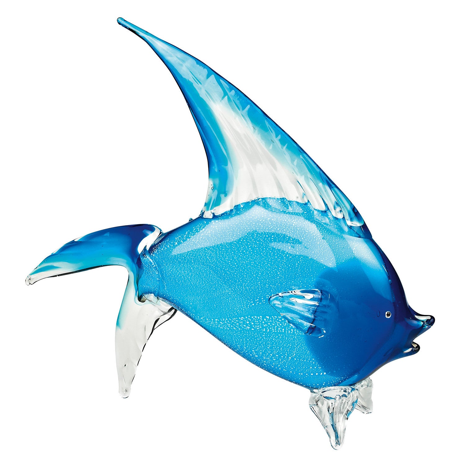 16 Mouth Blown Light Blue Tropical Fish Art Glass