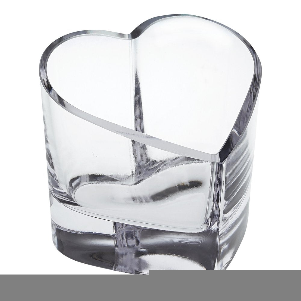 5" Clear Mouth Blown European Crystal Heart Bowl