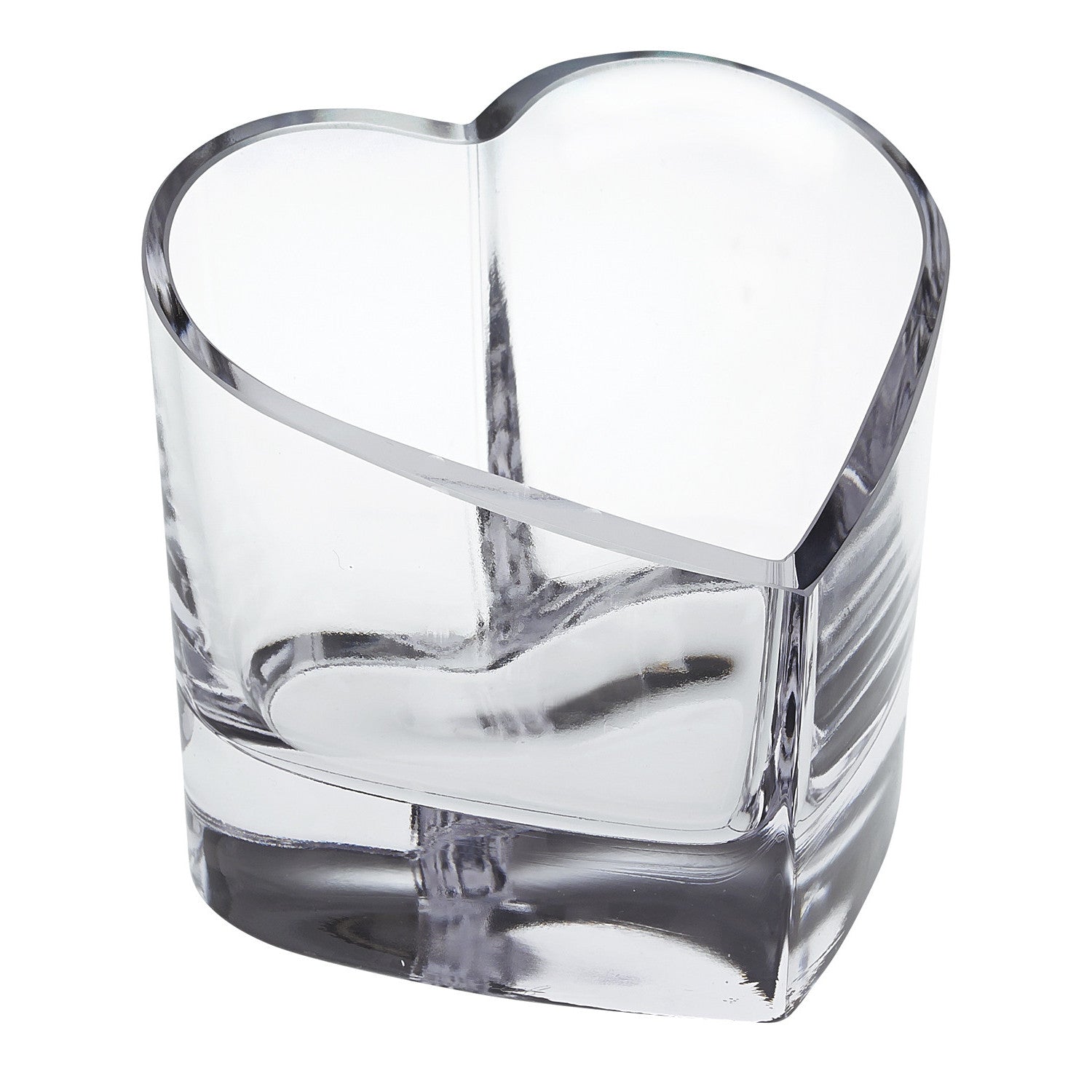 5" Clear Mouth Blown European Crystal Heart Bowl