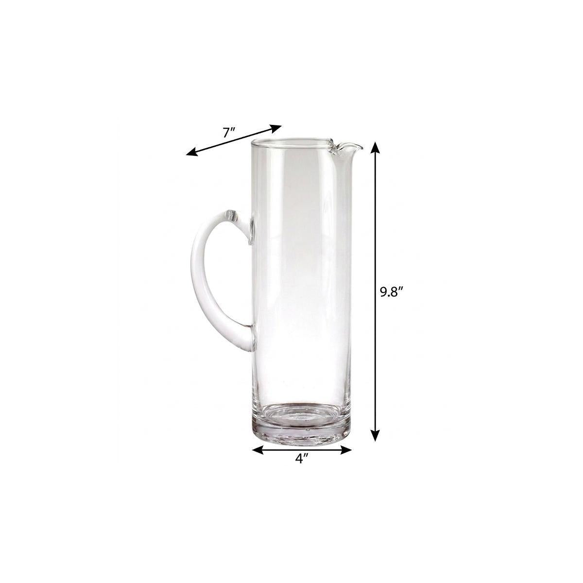 10" Clear Mouth Blown Lead Free Crystal Glass Pitcher