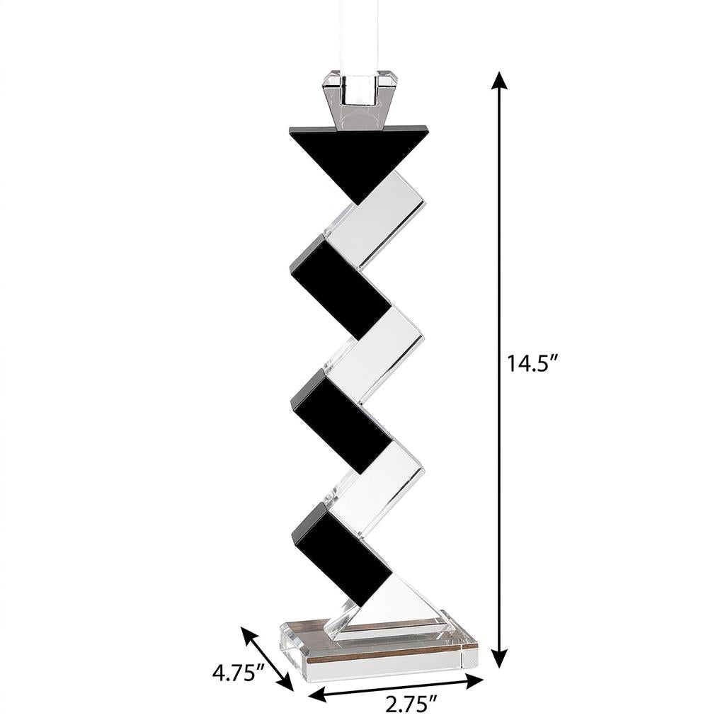 Black Crystal Geometric Tabletop Pillar Candle Holders