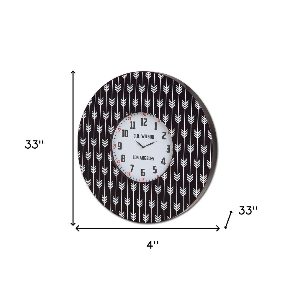 4" Black And White Metal Analog Round Wall Clock
