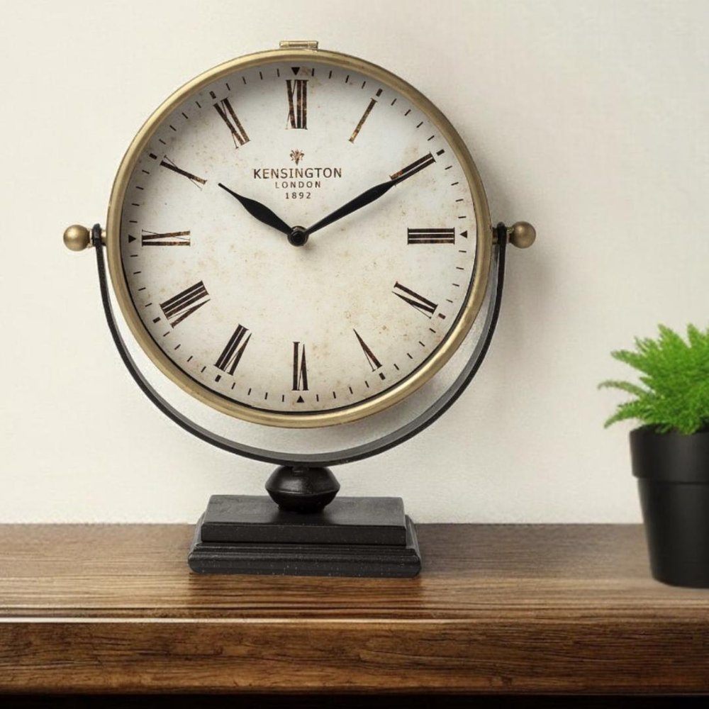 12" Round Gold Metal Wall Clock