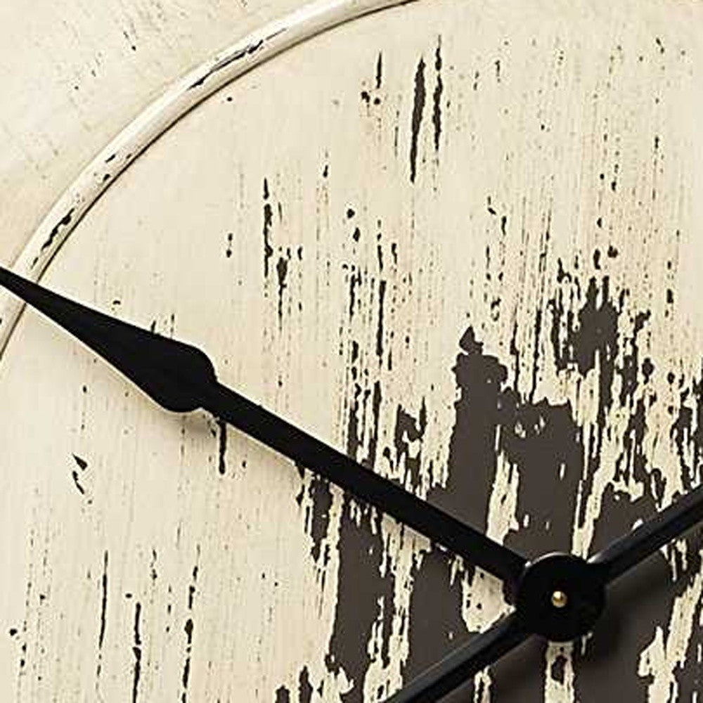 3" Circle Antiqued White Wood Analog Wall Clock