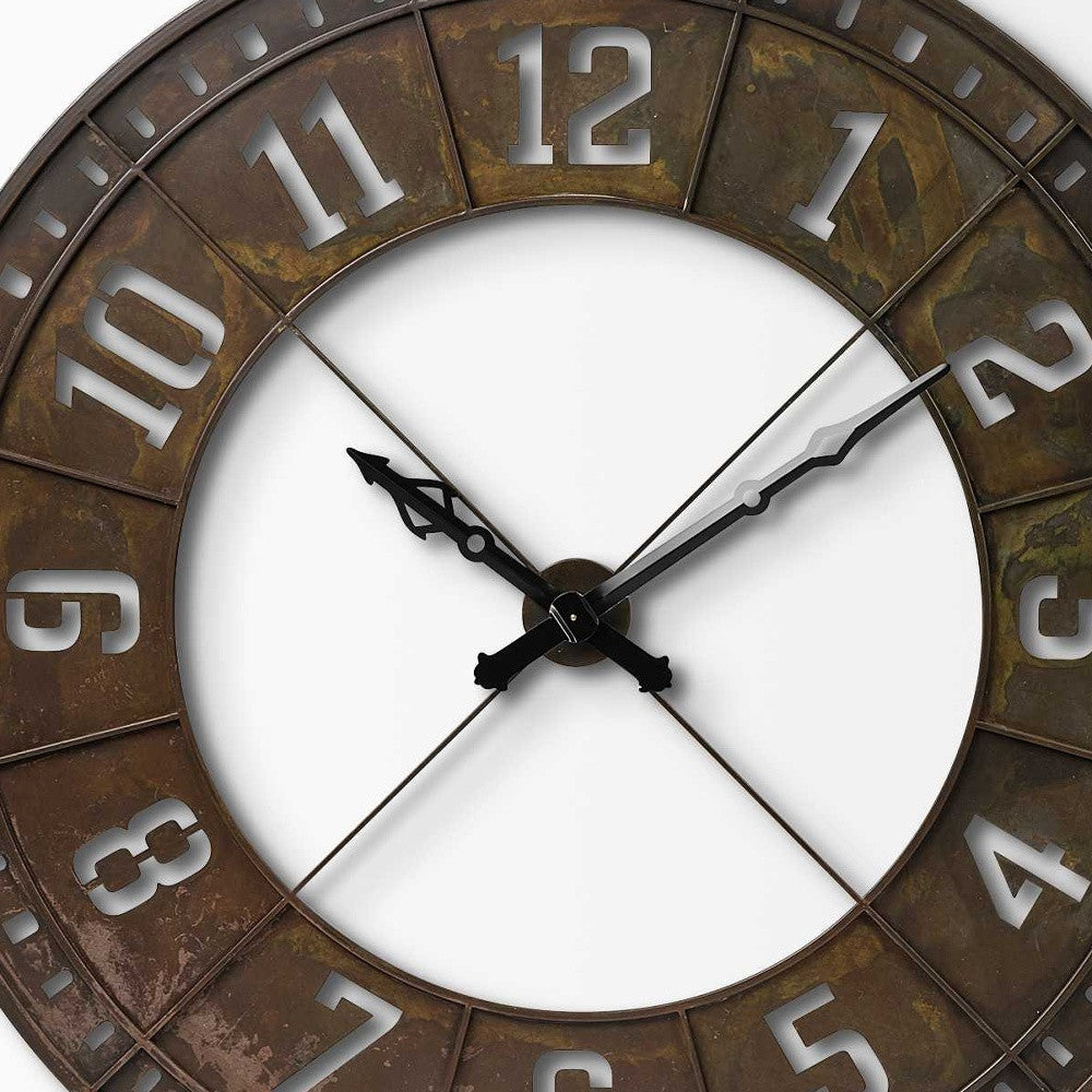 57" Round Industrial Brown Wall Clock