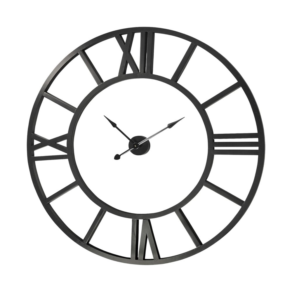 54" Round Xl Industrial Style Wall Clock With Open Face Desing
