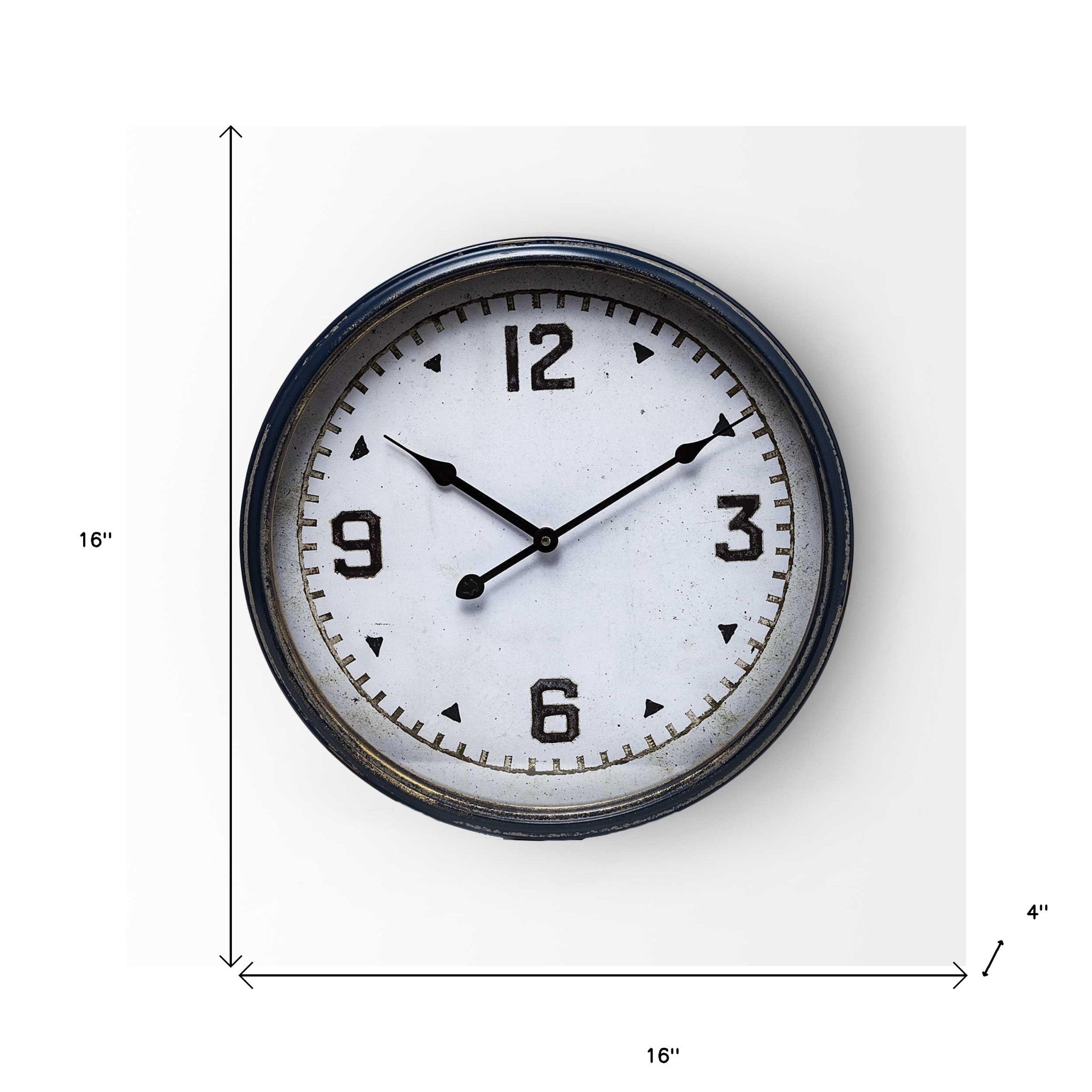 16" Circle Blue Glass Analog Wall Clock