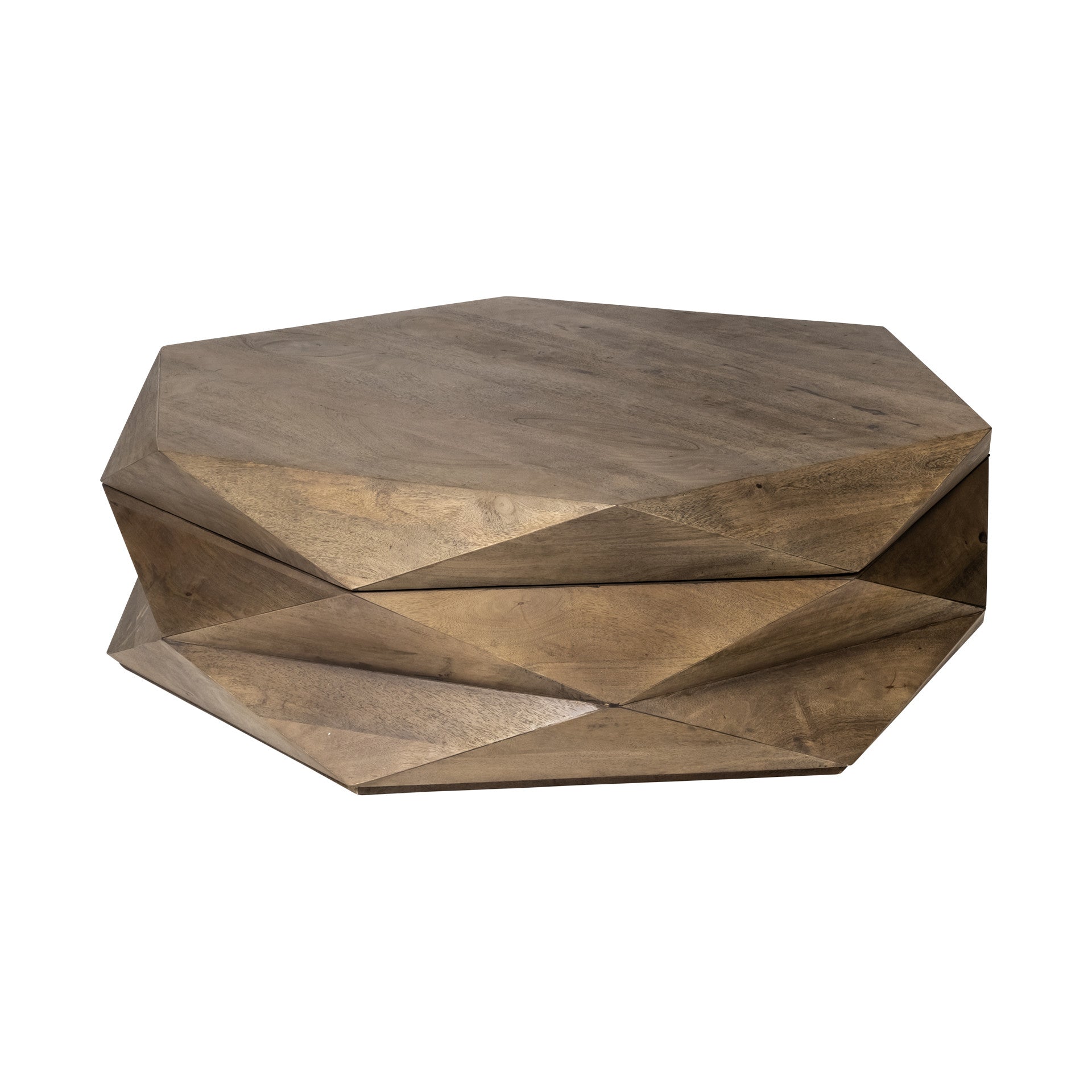 48" Brown Solid And Manufactured Wood Hexagon Coffee Table