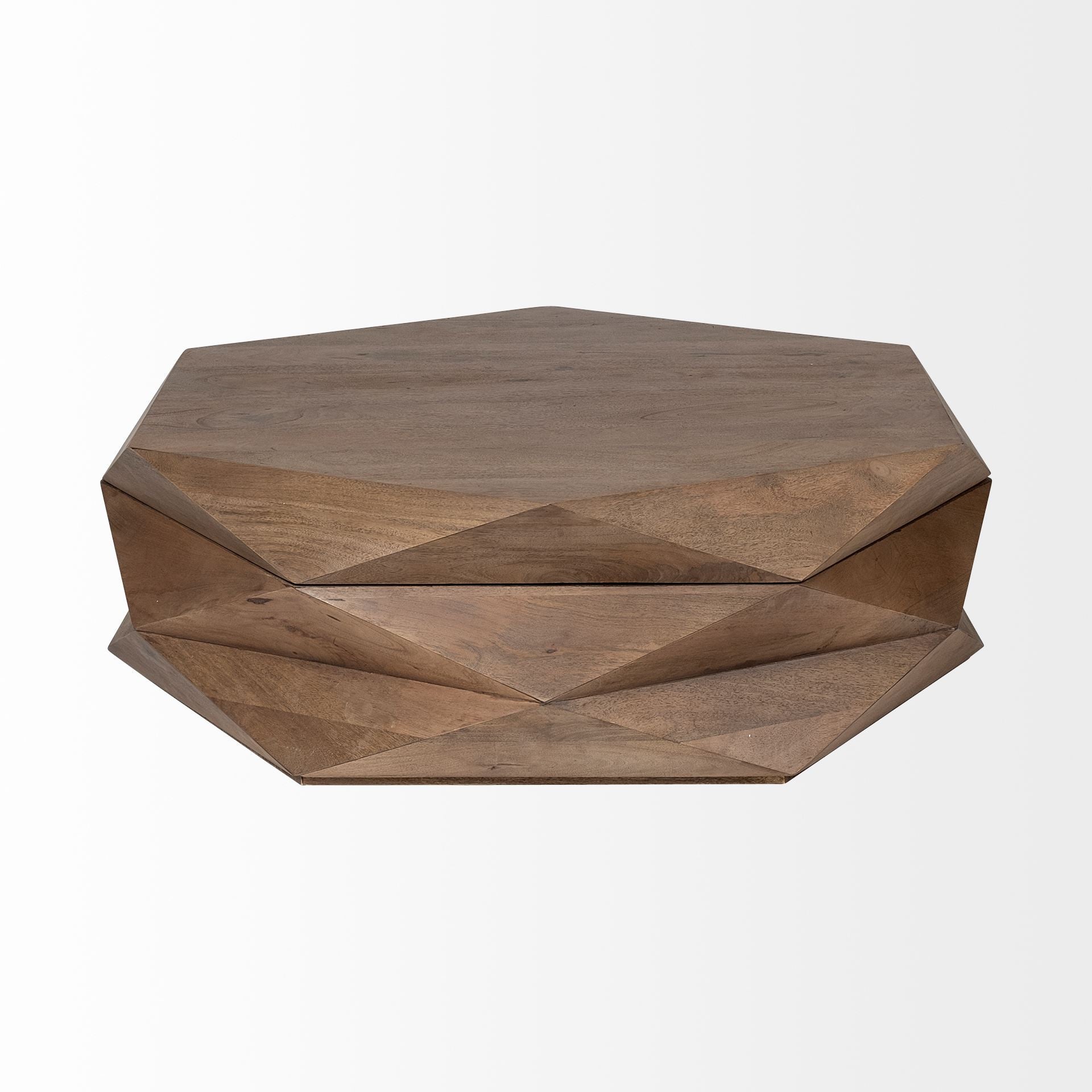 48" Brown Solid And Manufactured Wood Hexagon Coffee Table