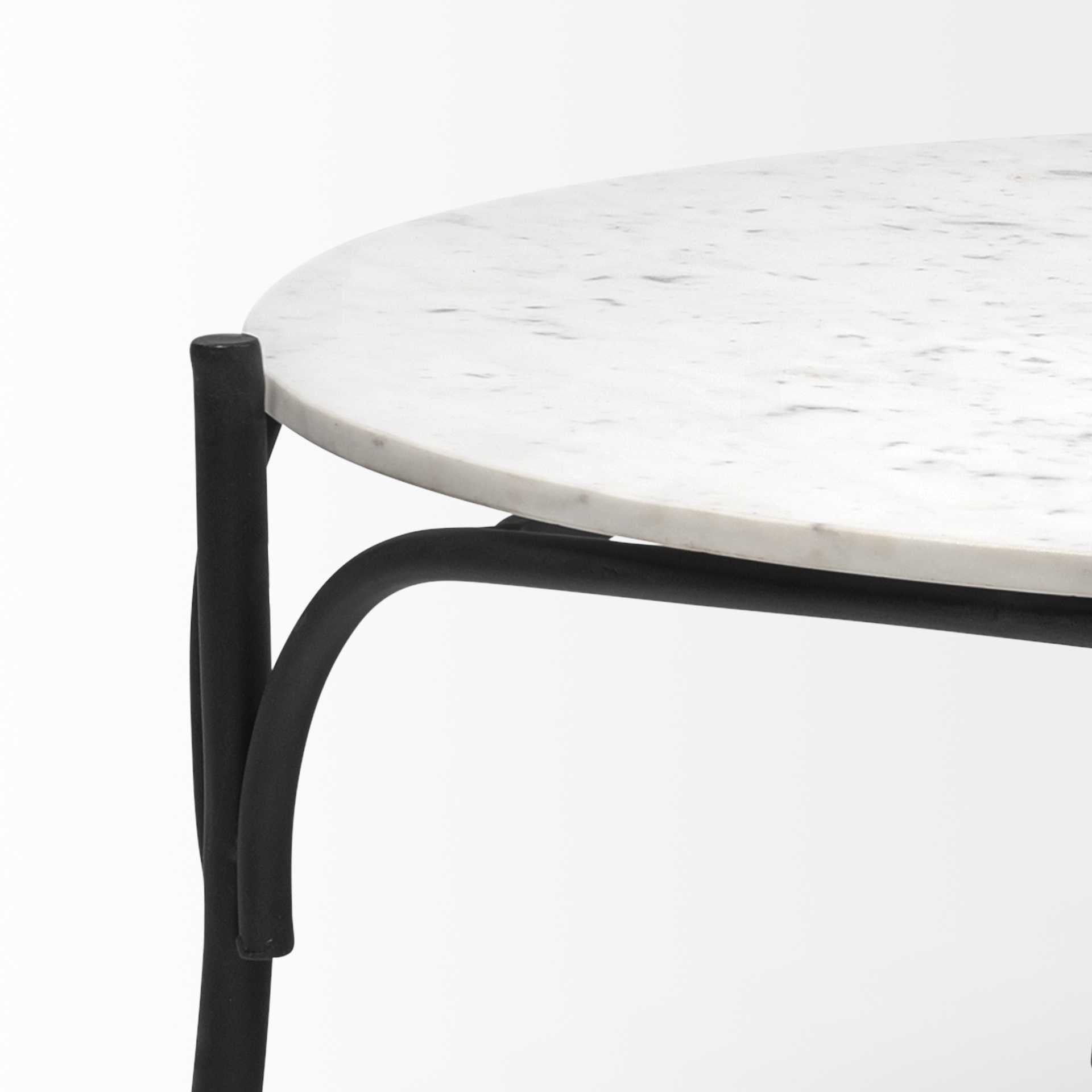 36" Brown and Black Wood and Metal Round Coffee Table