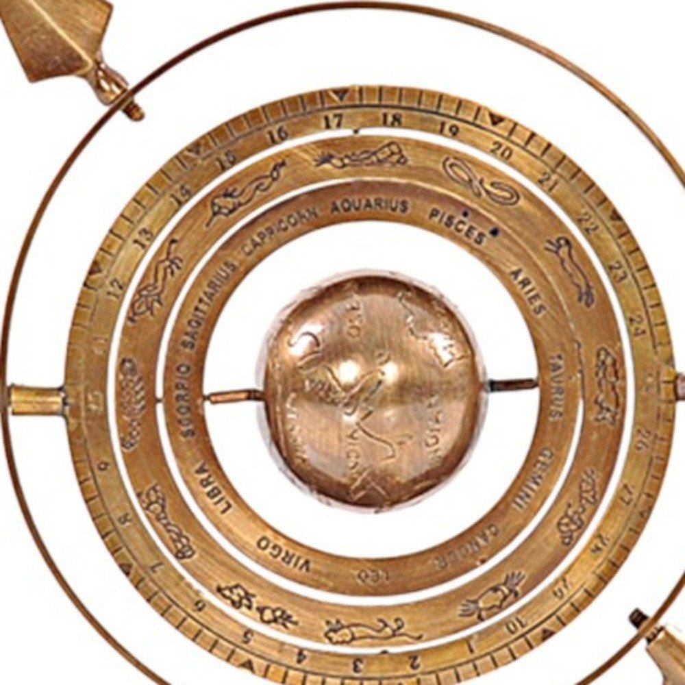 8" Bronze Metal Armillary Sphere Tabletop Sculpture
