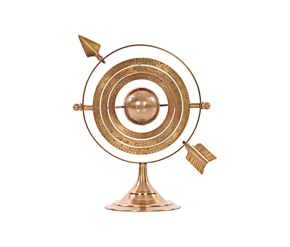 8" Bronze Metal Armillary Sphere Tabletop Sculpture