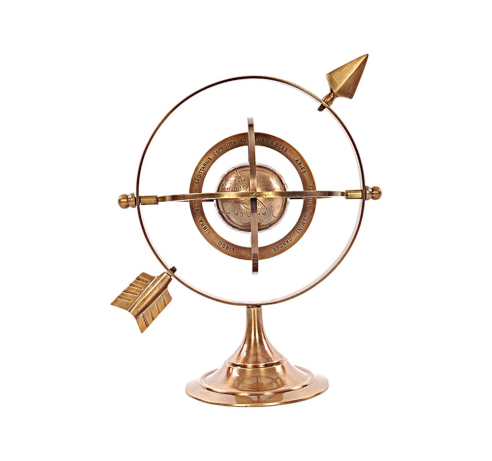 8" Bronze Metal Armillary Sphere Tabletop Sculpture