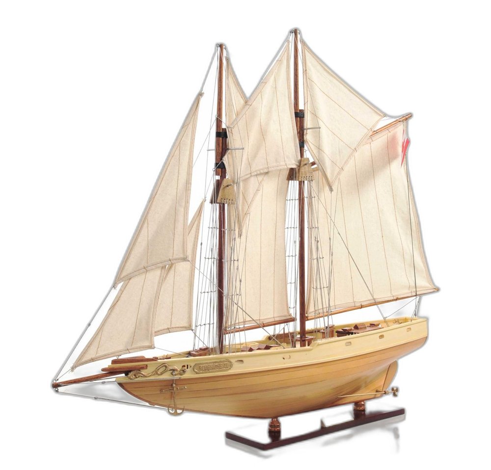 24" Brown Solid Wood Hand Painted Model Boat