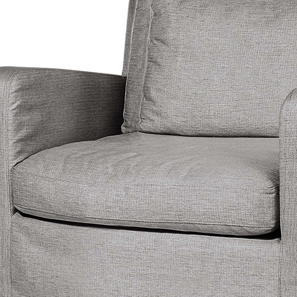 38" Gray and Brown Linen Arm Chair
